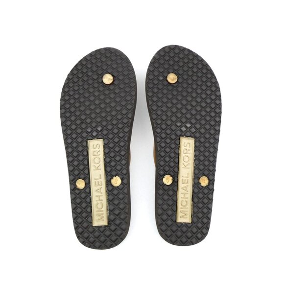 Michael Kors Brown Gold Flip Flops Size 8 - Picture 8 of 10